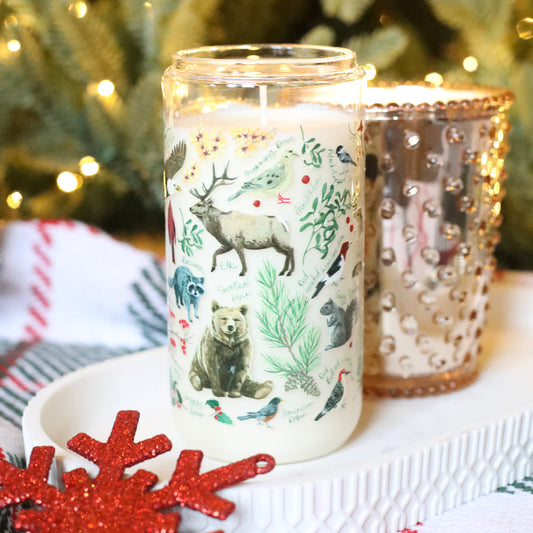 Winter Flora & Fauna Soda Can Glass