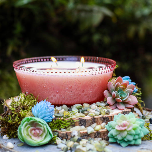 Petal Pink Pressed Glass Bowl