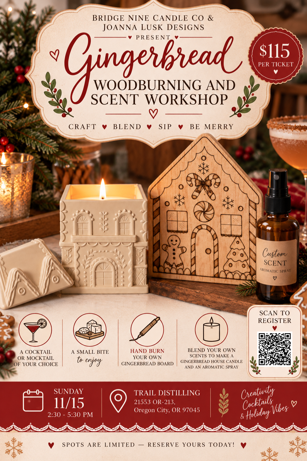 Gingerbread Woodburning + Scent Workshop